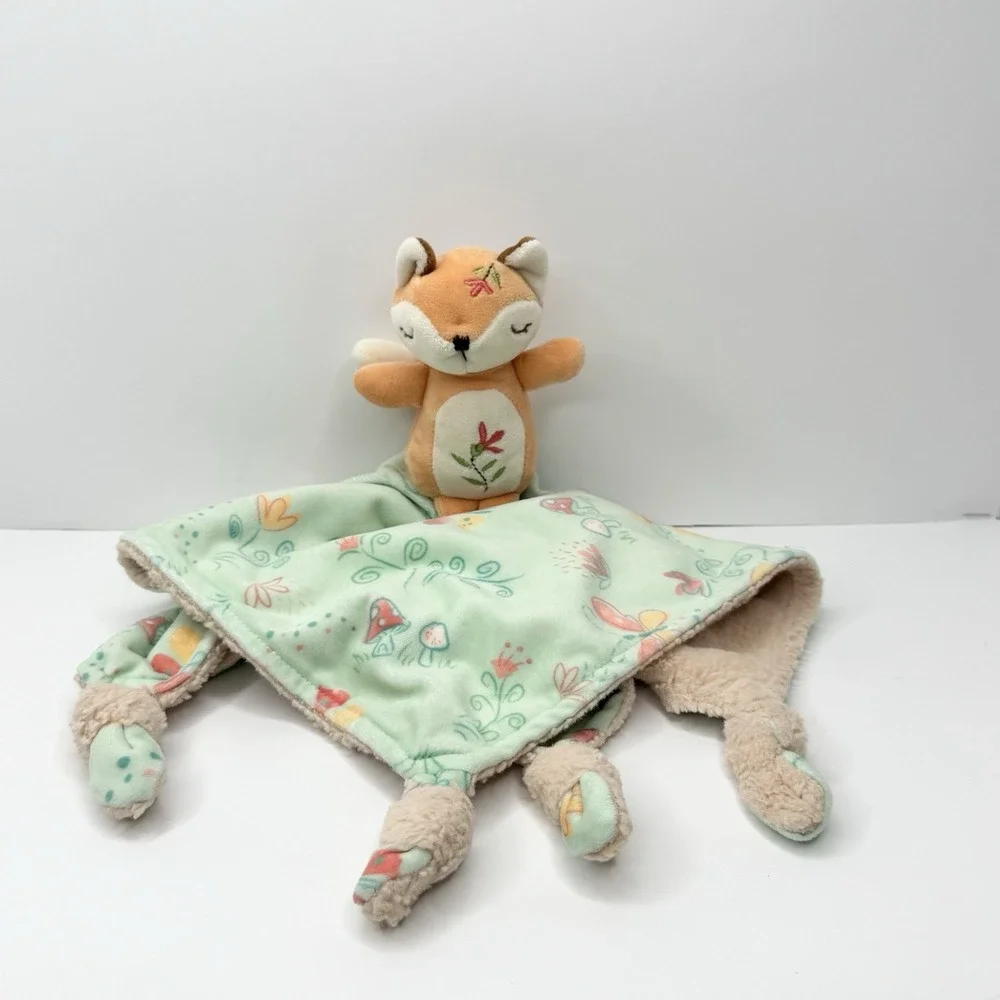 Mary Meyer Fairyland Fox Plush Lovey Security Blanket Floral Knotted Ends